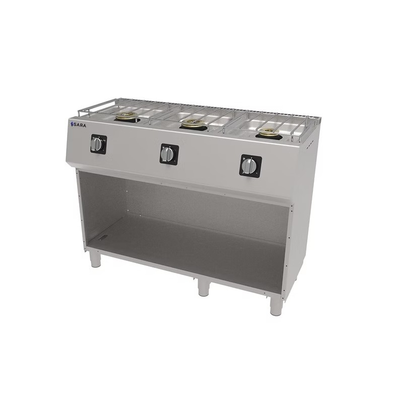 Cocina a gas 3 fuegos con soporte Sara CGS-530
