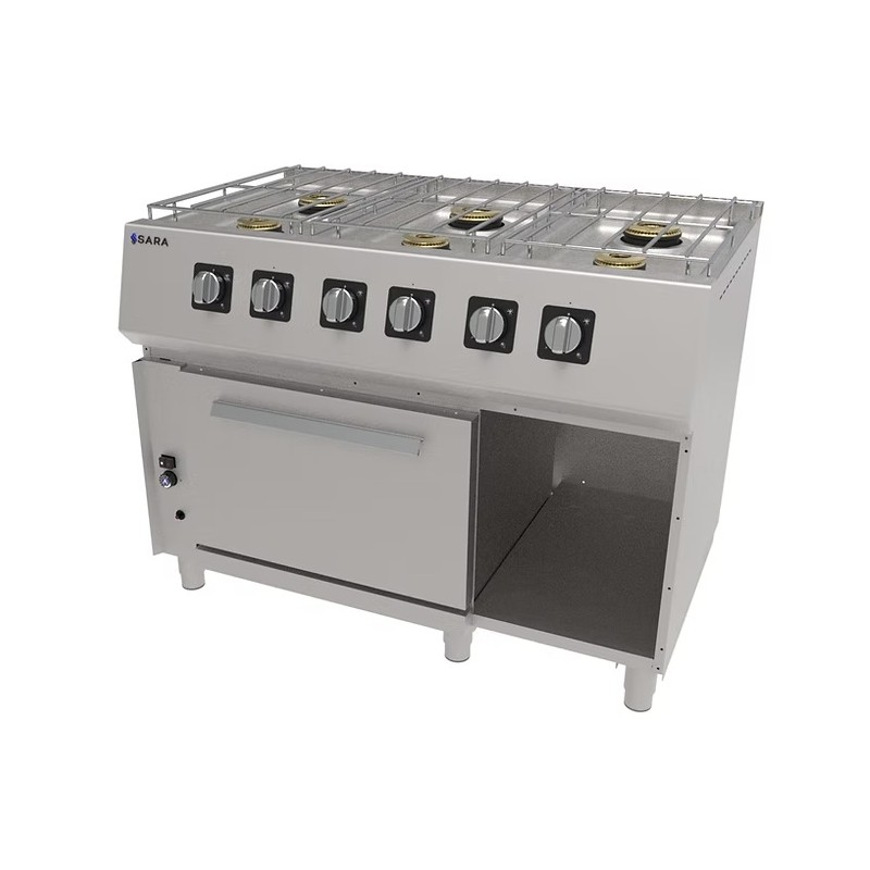 Cocina a gas 6 fuegos con horno Sara CGS-761