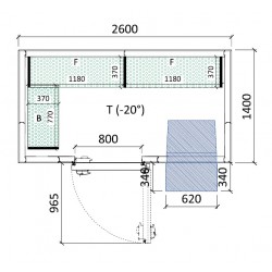 Cambra congelació 2600 x 1400 x 2320 mm