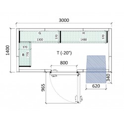 Cambra congelació 3000 x 1400 x 2320 mm