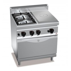 Cocina a gas 2 fuegos + coup de feu con horno a gas GN 1/1 - Berto's Macros 700
