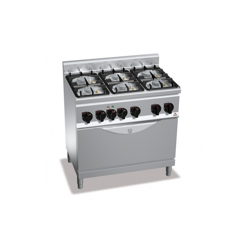 Cocina a gas 6 fuegos con horno - Berto's Plus 600 Power