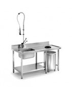 Fregadero fabricado en acero inoxidable para el lavado profesional en hostelería.